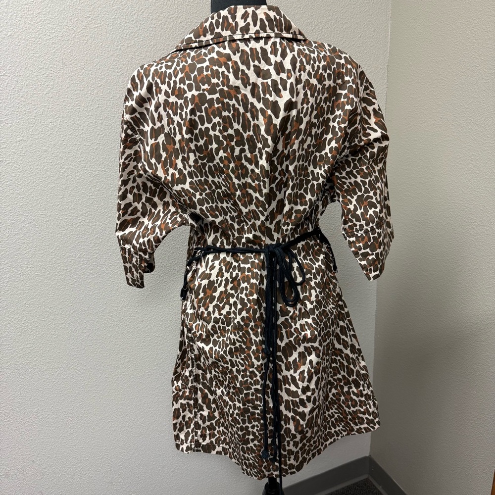 Tory Burch Leopard Print Shirt Dress Belted Cotton Safari Chic Size 8 - Picture 8 of 15